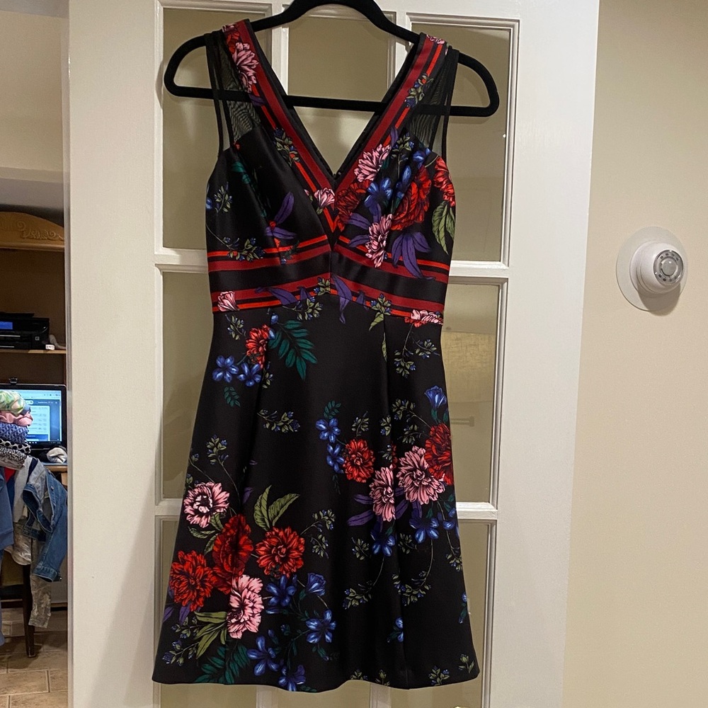 Guess  Black Dress with Red and Purple Floral Print